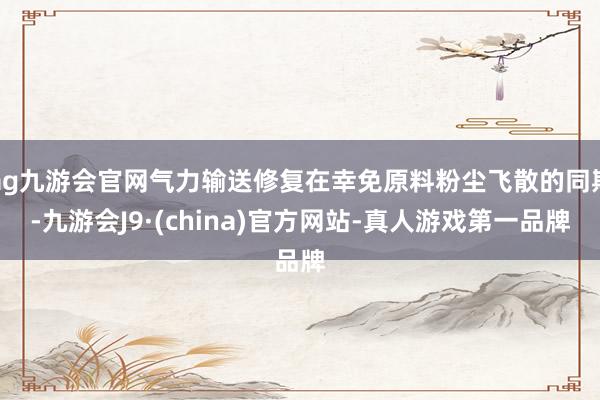 ag九游会官网气力输送修复在幸免原料粉尘飞散的同期-九游会J9·(china)官方网站-真人游戏第一品牌